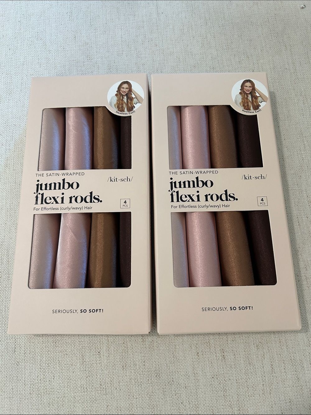 Kitsch BUNDLE OF Satin Jumbo Flexi Rods Hair Rollers, Rosewood, 8 rollers, NWT